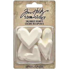 Tim Holtz Idea-ology Tim Holtz Iddeaology Salvaged Hearts, Cream 5 Count