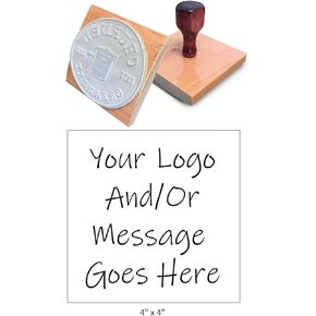 Infusion Extra Large Custom Rocker Mount Wood Hand Rubber Stamp (4" x 4" - Wooden Handle)