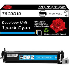 78C0D10 Developer Unit Compatible for Lexmark C2325 C2425 C2535 C2240 MC2325 MC2425 MC2535 MC2640 XC2235 4240 Printers, with Chip, High Yield 22500 Pages, Clear Printing (4-Pack BK/C/M/Y)