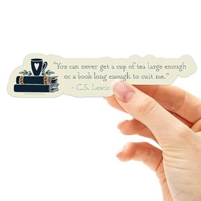 CS Lewis Quote Sticker for Hydroflask - Tea & Reading Laptop Decals - Book Lover Gift - Narnia Literature Sticker for Readers - Great Author Quotes