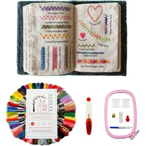 GaoSiMoZ 50 Colors DIY Stitch Book,16 Page Embroidery Stitch Book,Portable Hand Embroidery Books