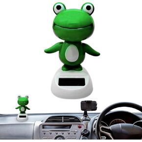 Green Solar Bobblehead - Long-Lasting Frog Bobble Dancer Toy, Decorative Solar Energy Figurine | Eco Friendly Solar Dashboard Shaking Toy, Dancing Dashboard Ornament for Office
