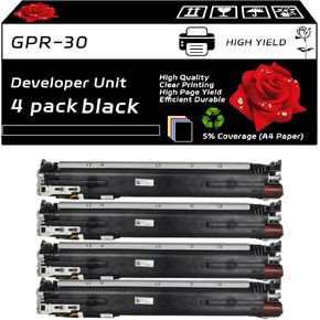 GPR-30 Developer Unit Compatible for Canon imageRUNNER Advance C5030 C5035 C5045 C5051 C5235 C5240 C5250 C5255 Printers, with Chip, High Yield 40000 Pages, Clear Printing (4-Pack BK/C/M/Y)