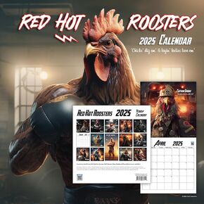 Chicken Calendar - Red Hot Roosters 2025 Yearly 12"x12" Chicken Wall Calendar (Pack of 1)