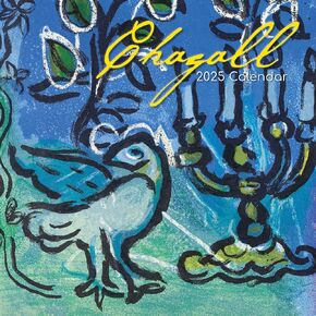 2025 Square Wall Calendar - Chagall 12 x 12 Inch Monthly View, 16-Month, Art Theme, Includes 180 Reminder Stickers