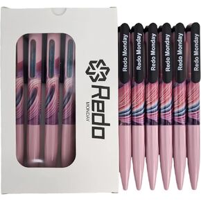 Redo Mondy RM01P6, 6 Count, Gel Ink Rollerball Pens, Black Ink, 0.5mm Bullet Tip, Rotating Eject Mechanism for Smooth Writing, Quick Drying (BlackRM01P6)