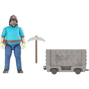 Mattel Minecraft Action Figure Set, Explosive Minecart Escape with 4-inch Steve & Mining Accessories, Toy Collectible Inspired by The Movie
