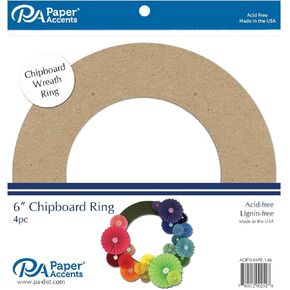 Accent Design Paper Accents Chip Shape 4pc 6" Chipboard Ring Natural