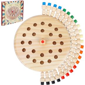Gothink Solid Wood Solitaire Game, Classic Handcrafted 9'' Wooden Solitaire Board, 33 Smooth Wooden Balls, Single Strategic Mind Game for Kids and Adults