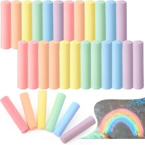 24 Pcs Sidewalk Chalk Jumbo 6 Color Rainbow Chalks Colorful Paint Washable Painting for Outdoor Art Events Accessories Celebrations Party
