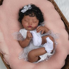 Lifelike Reborn Baby Dolls Black - 20 Inch African American Realistic-Newborn Dolls, Handmade Poseable Real Life Realborn, Soft Cloth Body Sleeping Doll with Accessories for Kids 3+