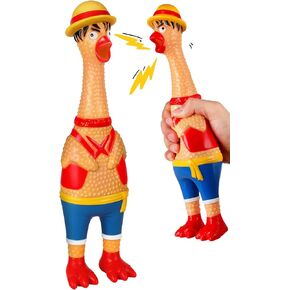 Swooflia Giant Rubber Chicken That Squeak - Screaming Chicken Squeaky Toy, Plastic Squawking Prank for Adults Men Women, 12" Large Anime Gag Gifts Party Supplies (1-Pack) (Not Suitable for Dog)