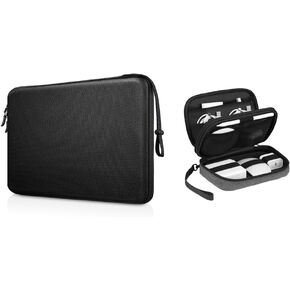FINPAC 14-inch Hard Laptop Sleeve Case Black + Travel Electronic Bag