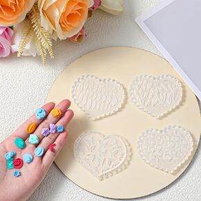 4Pcs Clear Flower Polymer Clay Molds, Transparent Silicone Handmade DIY Mini Flower Mold Tool, Small Tulip Leaf Silicone Polymer Clay Molds for Jewelry Earring Making Floral Style Decoration