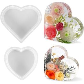 Large Resin Mold, 2 Pcs Heart Deep Epoxy DIY Resin Molds for Flower Bouquet Preservation Silicone Molds for Resin Casting Creative Craft Ornaments