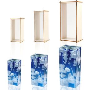3PCS Different Size Rectangle Resin Mold, Deep Rectangle Epoxy Resin Molds with Wooden Support Large Silicone Molds for Resin Casting Home Office Decoration