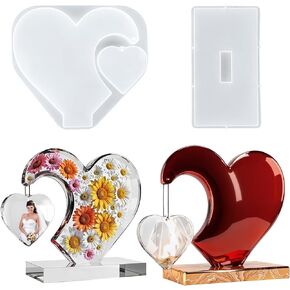Photo Frame Resin Molds Large Heart Shape Silicone Molds Unique Epoxy Personalised Picture Display Mold Handmade DIY Casting Art Crafts Table Home Decor for Valentine's Day Wedding