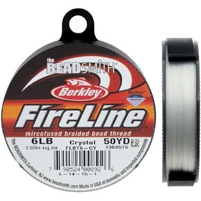 Beadsmith Fireline, Braided Bead Thread, Crystal Color, 50 Yards (6lb Test) 0.006 Inch