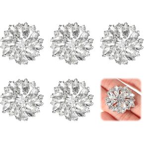6 Pcs Rhinestone Buttons, 26mm Crystal Buttons Sparkling Snowflake Buttons for Clothing DIY Crafts Wedding Decoration