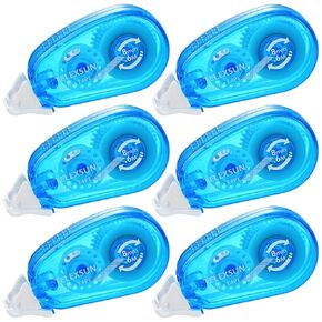 6 Pack Double Sided Glue Tape Roller for Scrapbooking, Adhesive Tape Roller for Crafts Photos, Sticky Glue Tape Runner for Kids Adults, Crafts School Office Supplies, Blue(0.31 Inch x 19.6 FT)