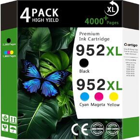 952XL High Yield Ink Cartridges(Black/Cyan/Magenta/Yellow 4-Pack) Compatible for HP 952XL HP952 HP952XL Replacement for Officejet Pro 8710 7740 8720 8702 8210 7720 8700 8740 8216 8725 8200 Printers