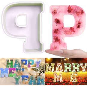 Resin Mold, Large Letter E 3D Silicone Molds for Epoxy Resin Casting, Alphabet Moldes De Silicona para Resina for Art, Soap, Clay Crafts, Home Party Decorations, Jewelry, Candle Wax, DIY Cake Candy