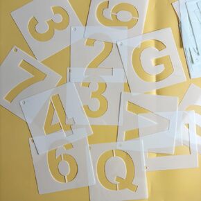 Letter and Number Stencils, 5 Inch, 36 Pieces Reusable Alphabet Templates for Wood, Wall, Fabric, DIY Projects