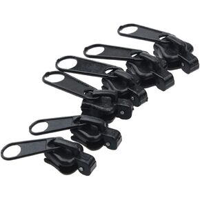 6PCS Zipper Restoration Kit with Metal Sliders and Teeth - Universal Multi-Tool Repair Set for Jackets, Bags and Luggage, Heavy-Duty Zipper Replacement Tools (Black)