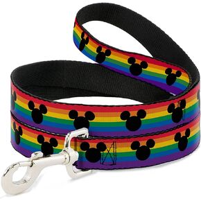Disney Pet Leash, Dog Leash, Mickey Mouse Ears Icon Rainbow Pride Flag, 6 Feet Long 1.0 Inch Wide