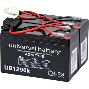 AlveyTech 24 Volt Battery Pack for Razor Pocket Mod Electric Scooter (7 Ah, Versions 45+) - Replacement Set of 2 Premium Rechargeable AGM Batteries with Wiring Harness, for Vespa Moped Style Scooters