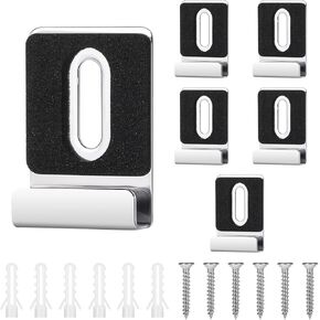 6 PCS Metal Mirror Holders for Wall Mounting Stainless Steel Mirror Holder with Screws Heavy Duty Mirror Mounting Clips Brackets for Frameless Billboard Displays (Silver)