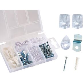 20 Set Mirror Holders, Includes Teardrop, Square and Offset Clips, Securely mounting 1/4" & 1/8" Glass & Mirror - Heavy Duty Hanging Hardware with Anchors & Screws for Wall and Frames