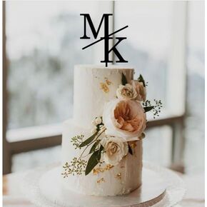 Personalized Wedding Cake Topper – Custom Names & Date, Rustic Elegant Script for Wedding, Anniversary, Engagement, Bridal Shower, Keepsake Cake Decoration,Initial cake topper