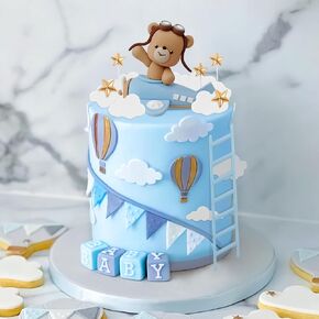 Blue Airplane Cake Topper Airplane Cake Decorations Plane Cake Topper for Time Flies 1st Birthday Decorations Airplane Birthday Baby Shower Decorations