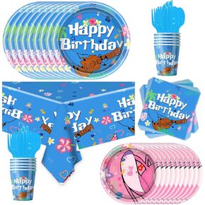 81Pcs Cartoon Party Tableware Set Movie Character Party Decoration Adorable Cartoon Theme Birthday Party Supplies