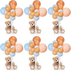 Poen 133 Pcs/6 Set Bear Baby Shower Party Decorations Table Centerpieces Include 6 Bearly Wait Bears 13.8" Bulk 120 Balloons and 6 Balloons Stand Holder for Gender Reveal Birthday Party Supplies