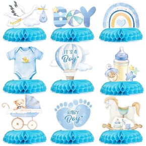 9pcs Baby Shower Decorations Boy Baby Shower Centerpieces for Tables Boy It's a Boy Table Deocrations (Blue)