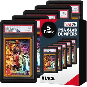 VALUN PSA Slab Bumper 5 PACK (BLACK) – Hard TPU PSA Slab Protector Guard for Graded Cards – PSA Slab Bumper Guard for PSA Slabs – Card Slab Protector for PSA Card Protection