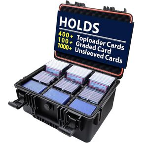 Graded Card Storage Box for Baseball - Trading Card Storage Case with Adjustable Dividers Fits PSA BGS SGC Slabs | Waterproof Hard Cases for Sports Cards, Top Loader, Magnetic | Toploader Storage Box