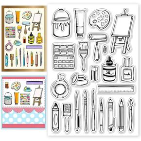 CHGCRAFT Painting Tools Clear Stamps Cake Transparent Silicone Stamps Brushes Brushboard Silicone Clear Stamp for Cards Making DIY Scrapbooking Album Photo Journal