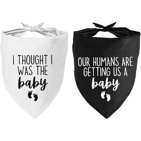 Our Humans are Getting us a Baby Dog Bandanas Pet Scarf Pregnancy Announcement Pet Bandana for Dogs Pet Accessories for Dog Lovers Announcement Photo Props for Large Medium Small Dogs, 2 Packs