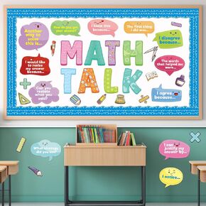 Math Talk Bulletin Board Set for Classroom Decorations Educational Math Interactive Discourse Cutouts for Elementary Middle School Chalkboard Home Office Wall Door Decor 50Pcs
