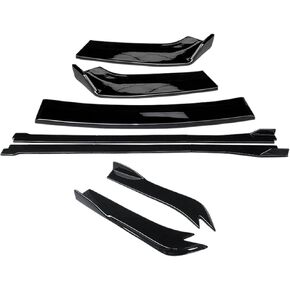 Spoiler Separator, Car Body Kit Front Bumper Splitters Lip Spoiler Side Skirts Rear Wrap Angle ABS Compatible for Benz C-Class W204 C63 2007-2014(Carbon Fiber Look)