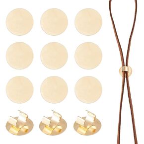 DICOSMETIC 100Pcs Bolo Tie Clip Blank Bolo Tie Western Cowboy Round Slides Iron Tie Slider Clasp 12mm Slide Cabochon Settings Round Hair Tie Cabochons for DIY Hair Jewelry Making, Golden