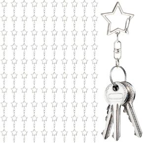 100 pcs النجوم على شكل نجم الربيع المفتاح مقطع مفاتيح مفاتيح ، دوارة معدنية clasp snap hook key حلقة مع سلسلة معلقة buckle ومفتحة قفزة keyshain charp