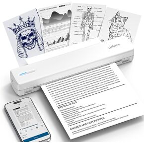 Polono Portable Printer Wireless for Travel ، D810 Bluetooth Thermal Printer Support for 8.5 "X11" US ، غير متوافق مع iOS ، Android ، الكمبيوتر المحمول للمكتب والسيارة والمنزل ، الأبيض ، الأبيض