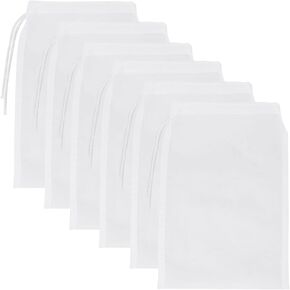Aquarium Filter Bags, 9x5 Inch Fish Tank Media Mesh Percolation Bag High Flow Fine Mesh Net with Elastic Band for Fish Tank Bio Balls, Activated Pelletized Carbon, Net Hole 0.2mm White(6 Pcs)