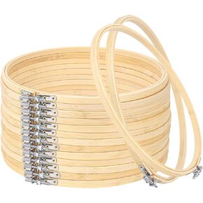 IHDYPPEW 15 Pieces 10 Inch Round Embroidery Hoops, Adjustable Circle Cross Stitch Hoop Embroidery Ring Bamboo Embroidery Hoops for Crafts, DIY, Wedding, Party, Holiday Decoration