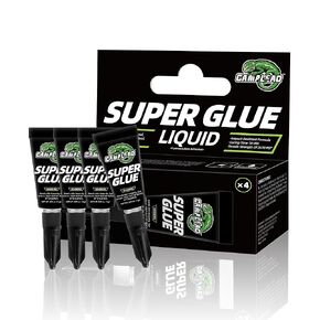 Super Glue Liquid, 2610 PSI Strength Single-Use CA Adhesive with Self-Piercing Cap for Plastic, Wood, Leather, Jewelry, Paper - 4 x 1g