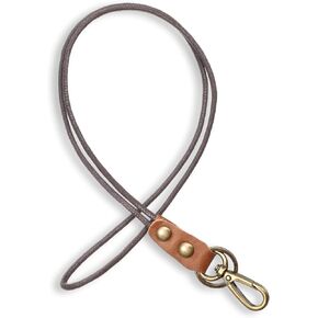 Leather Lanyard,Retro Leather Lanyards for ID Badges,Keys(13.8 In Neck Lanyard,Brown)